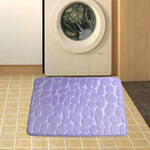 tapis sol microfibre texture galets moderne bleu clair marron foncé bleu marine gris clair
