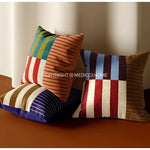 taies d'oreiller décoratives rayées contemporain bleu rouge beige marron vert orange polyester respectueux environnement