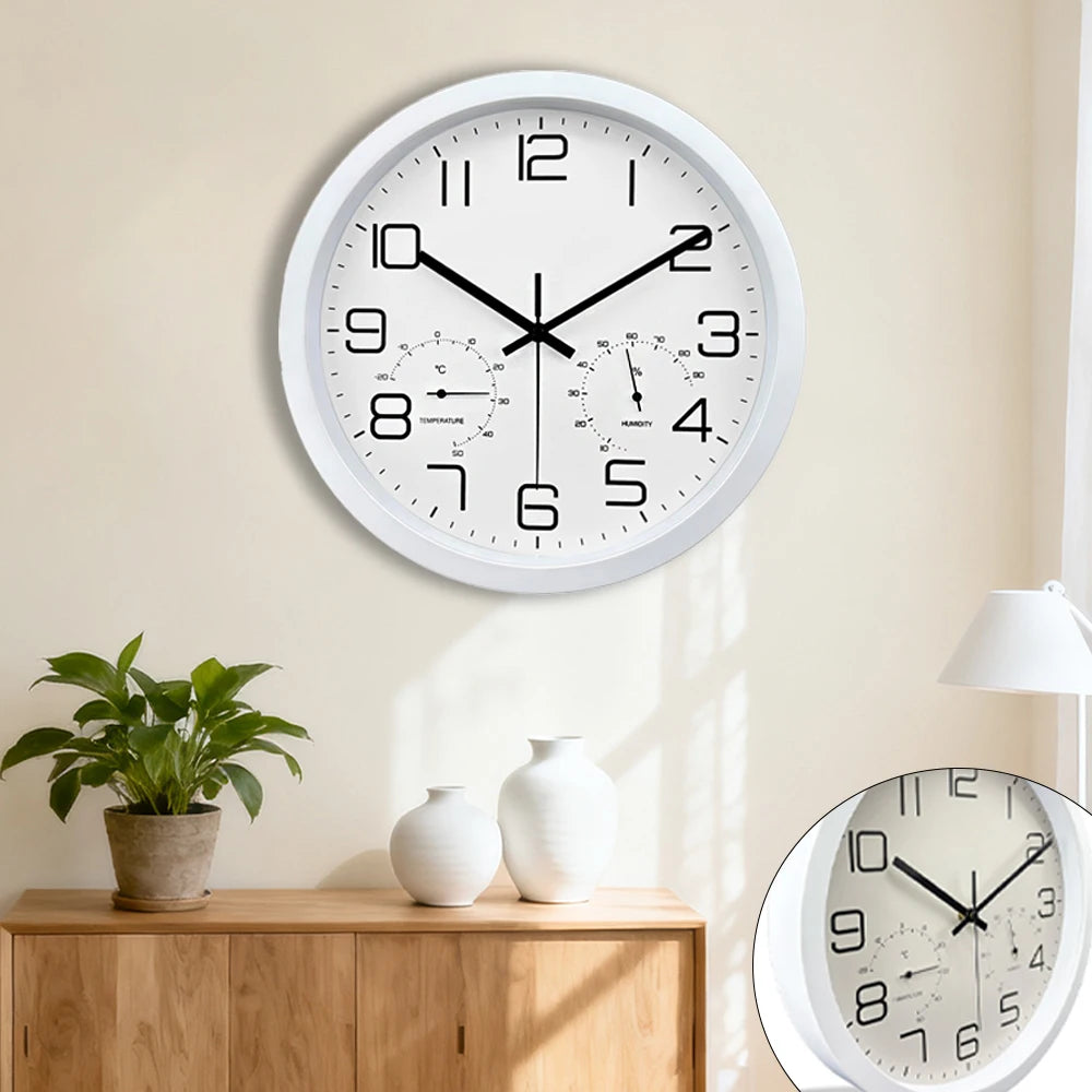horloge murale moderne blanc numérique température humidité facile lecture salle blanche lignes noires