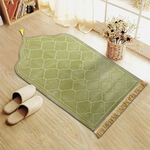 tapis prière polyester antidérapant motif géométrique gris vert noir moderne élégant franges doréesversible main