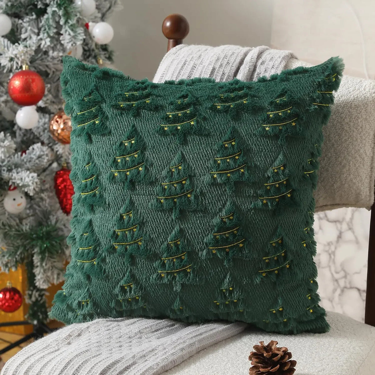 coussin beige rayures verticales moderne housse 45x45cm polyester coton zipper blancintérieur deco maison