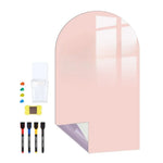 tableau blanc effaçable arche enfants motif scolaire feutres couleurs moderne adhésif gris rose vert