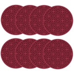 tapis table moderne rouge gris noir vert blanc motif géométrique cercles étoiles