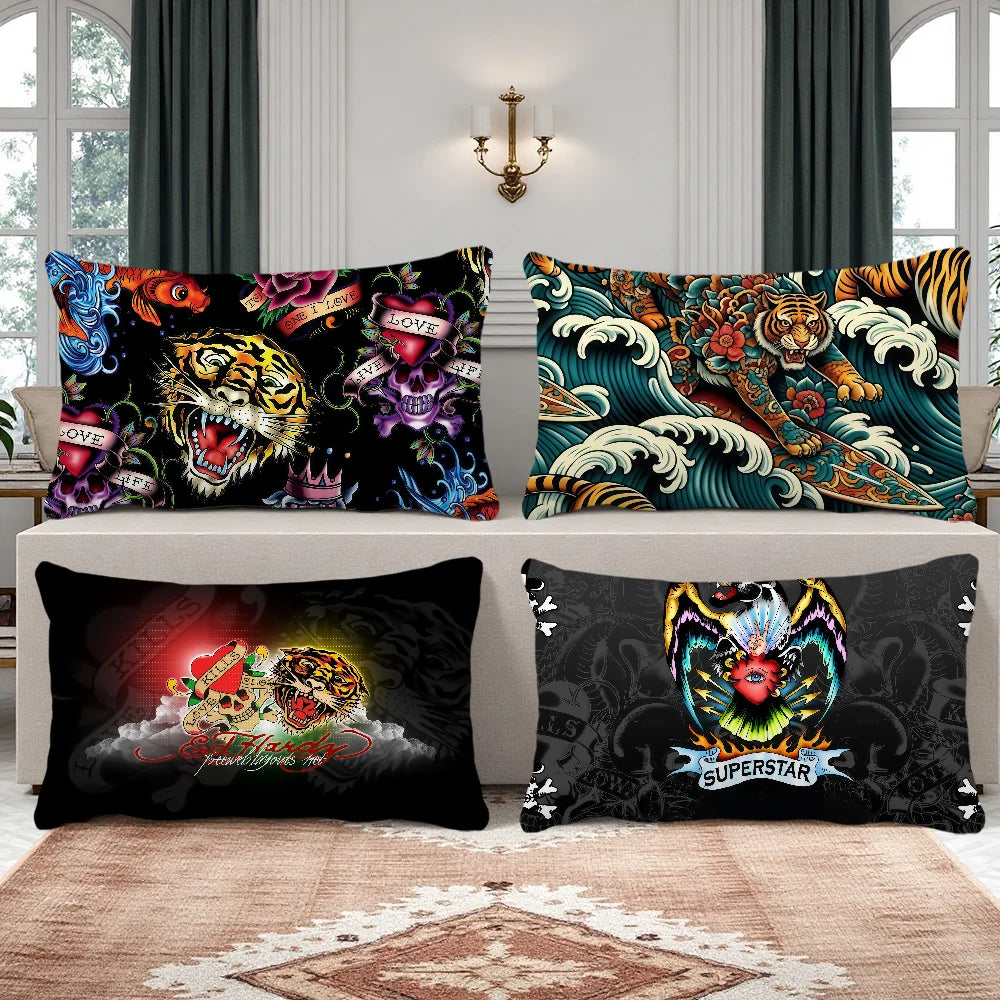 taie d'oreiller motif tigre poissons roses crânes love life graphique 100 polyester double face