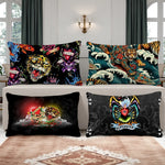 taie d'oreiller motif tigre poissons roses crânes love life graphique 100 polyester double face