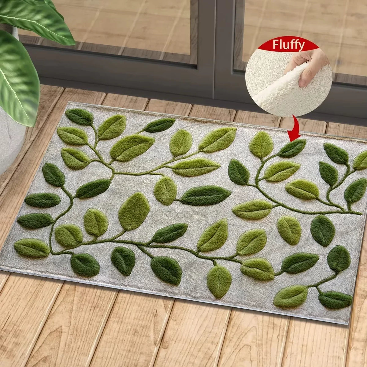 tapis fleuri imperméable polyester non glissant salon entrée moderne naturel