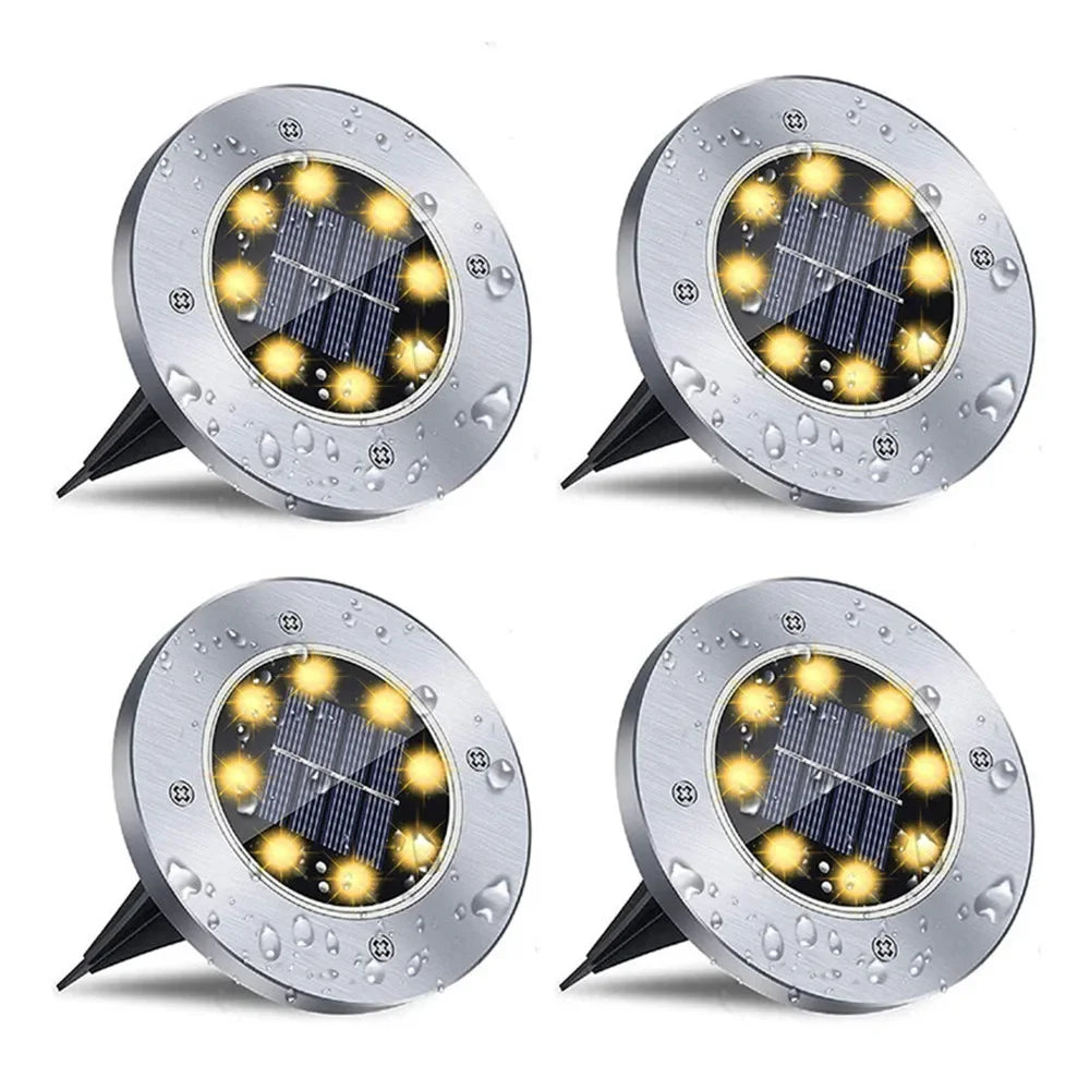 lampe solaire argentée moderne led extérieure jardin acier inoxydable commutateur