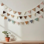 guirlande fanions coton beiges roses bleus verts rustiques auto adhésifs