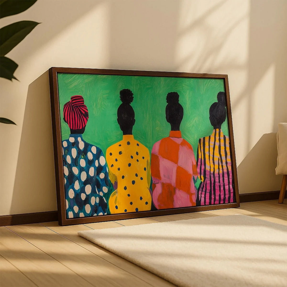 tableau moderne abstrait géométrique polka dots salon chambre décoration murale toile couleur variée sans