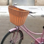 panier vélo avant rangement tissé étanche détachable facile installer traditionnel fixations couleur marron gris