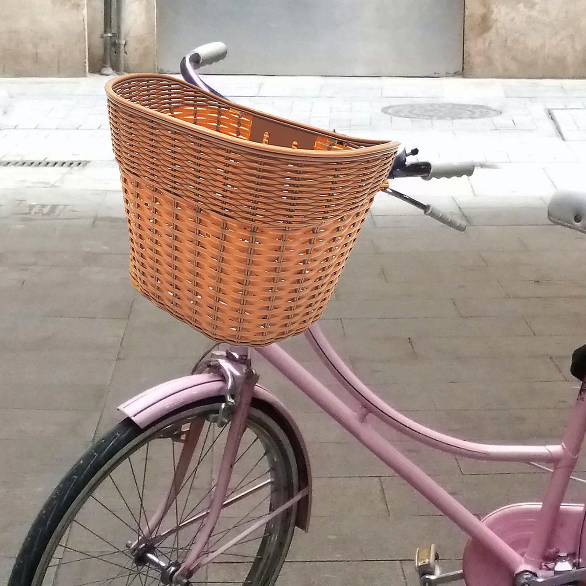 panier vélo avant rangement tissé étanche détachable facile installer traditionnel fixations couleur marron gris