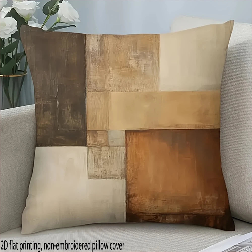 housses coussin marron motif géométrique abstraits contemporains 40x40cm 45x45cm 50x50cm 60x60cm decoration chambre canape