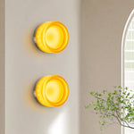 abat jour moderne vert jaune blanc rayures concentriques éclairage salle manger contemporain fixé mur