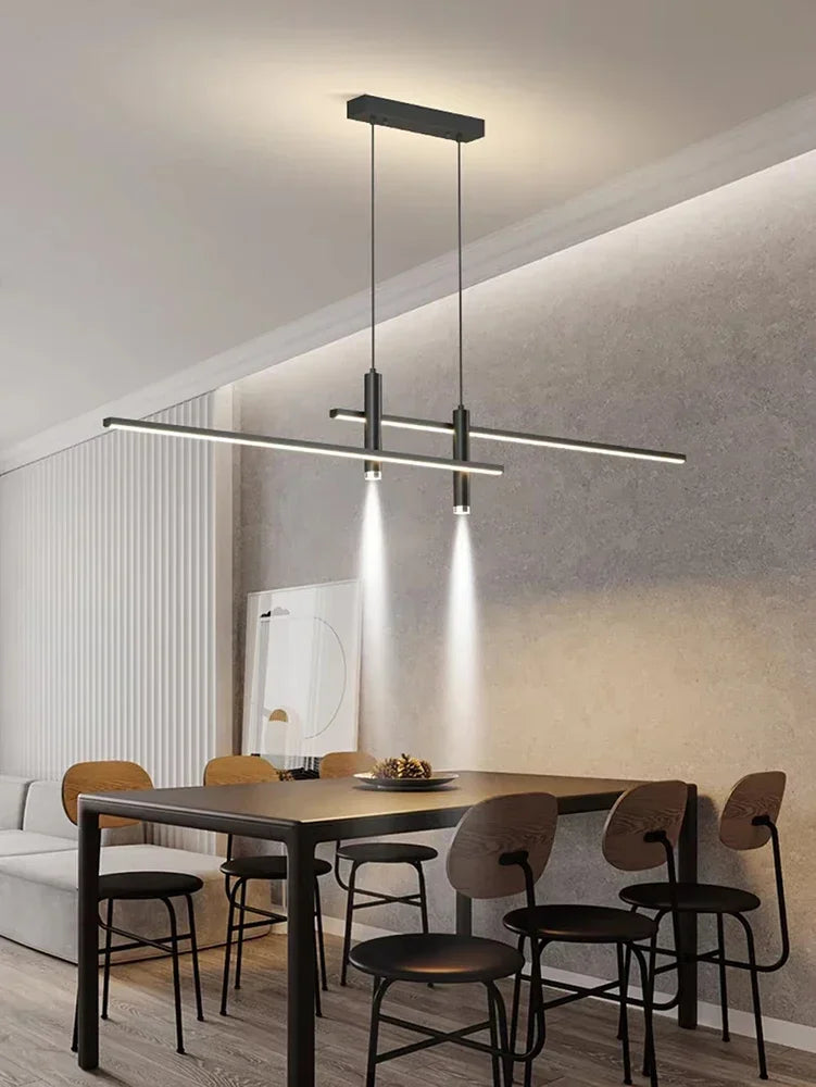 suspension lumineuse moderne noire led pendentif minimaliste rectangulaire lisse opaque tactile
