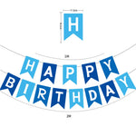 guirlande fanions happy birthday bleu rose noir gris vert turquois festif anniversaire enfant mariage