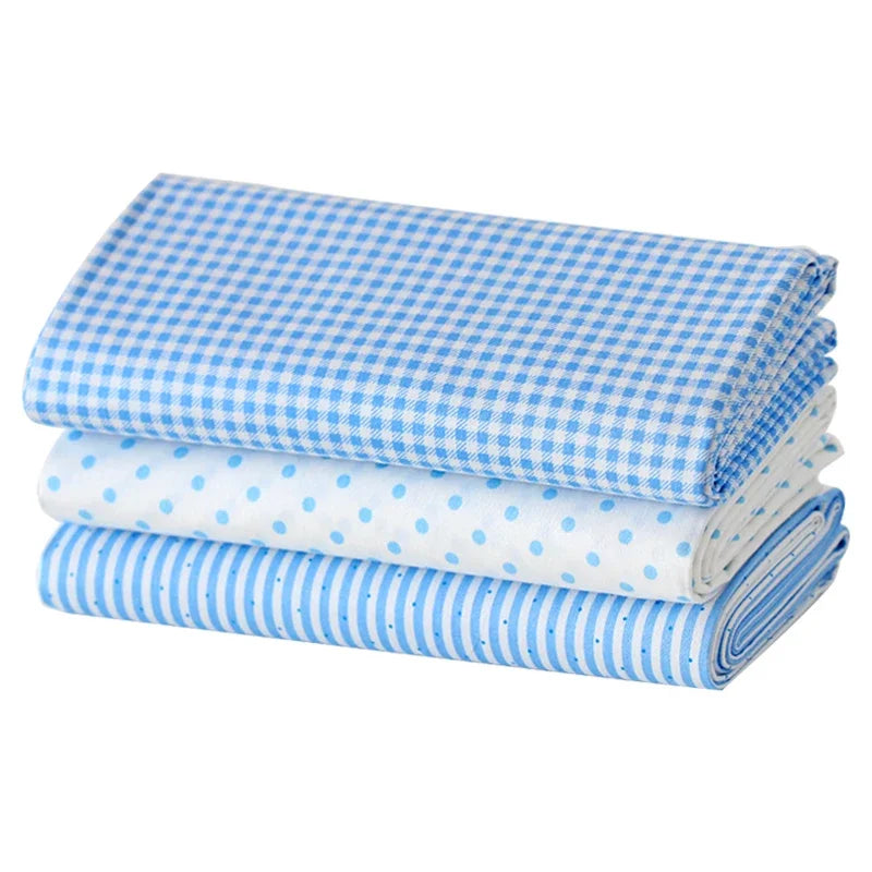 tissu coton bleu clair imprimé points rayures triangles zigzag moderne décontracté biodegradable 160cm