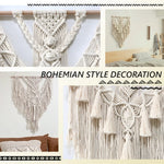 décoration murale boho chic macramé franges beige clair tissu main fixations crochets