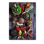 décoration murale art culinaire herbes épices condiments toile impression sans cadre vertical