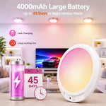 lampe moderne blanc rechargeable usb détecteur mouvement télécommande ajustement luminosité couleur