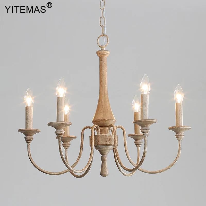 lustre bois vintage noir ampoules e14 cinq bras salon chambre coucher rustique