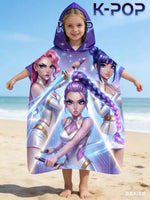 serviette plage violet blanc rose doré personnages épées séchage rapide absorption polyester moderne populaire
