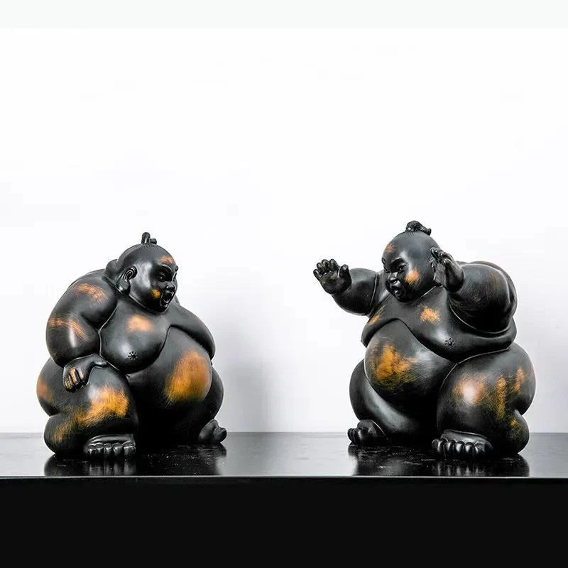 statue art contemporain noir marron clair texture marbrée décoration intérieure moderne ornement maison unique