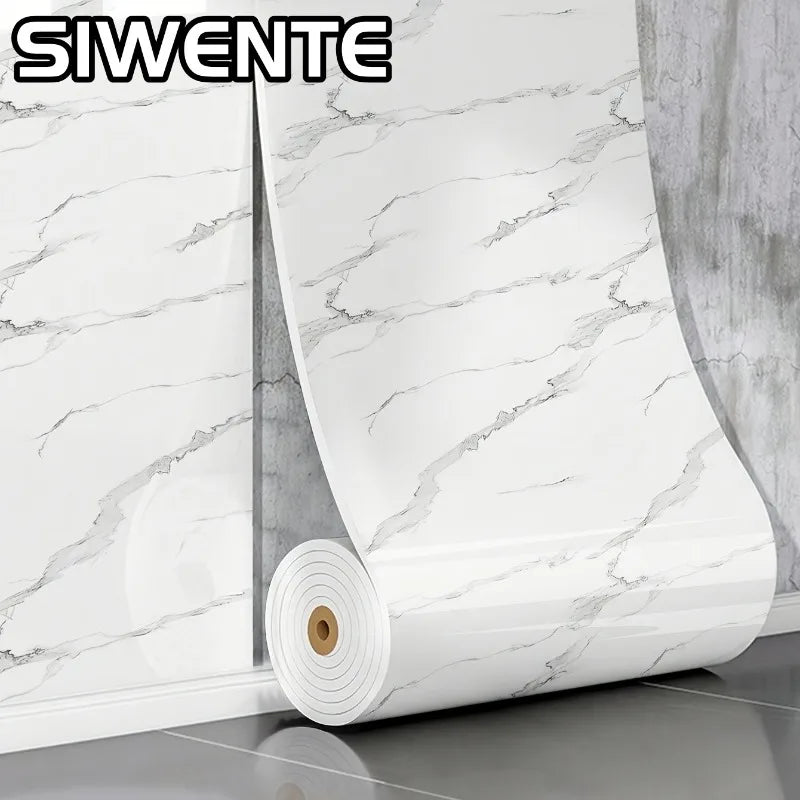 papier peint mural adhésif mousse 3d effet marbre blanc gris décoration salon salle bain