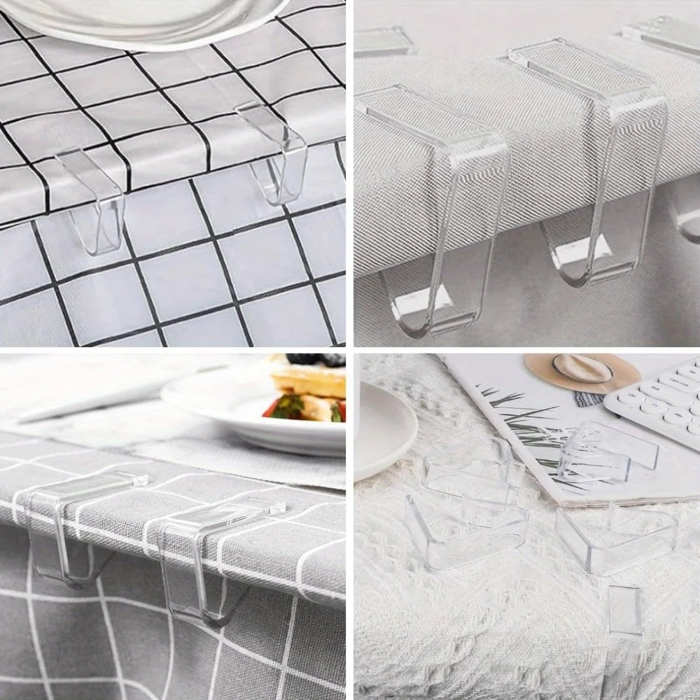 pinces nappe transparentes plastique utilitaires 24 pièces anti dérapantes support table minimaliste clips transparents