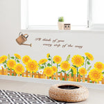 autocollant mural tournesol floral clôture bois inscription décoration mur opaque moderne chambre enfant