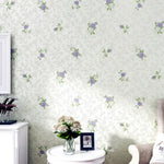 papier peint floral texturé blanc cassé rose violet bleu vert chambre salon étude enfants