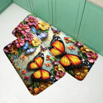 tapis sol antidérapant fleurs colorées moderne vert foncé bleu clair blanc absorbantintérieur chambre cuisine