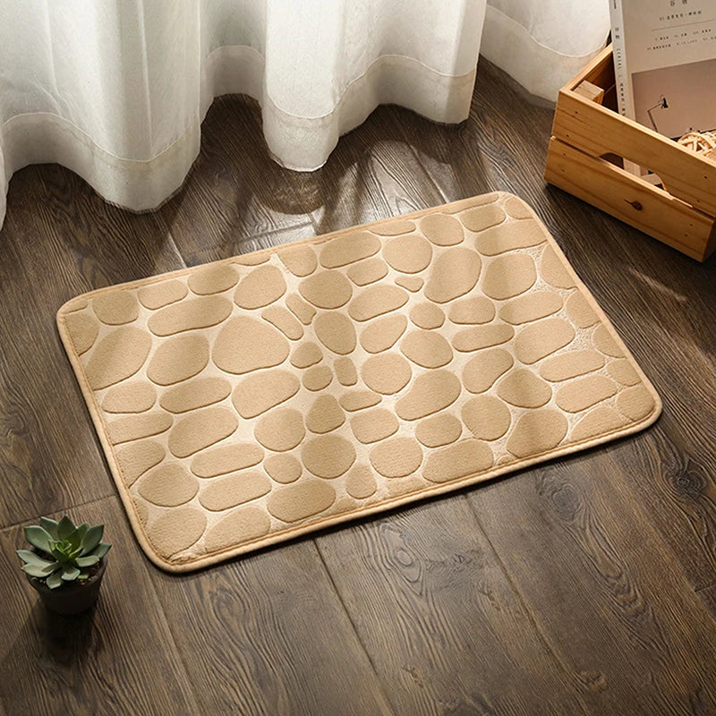 tapis bain doux motifs galets gris rose violet moderne 60cm 40cm