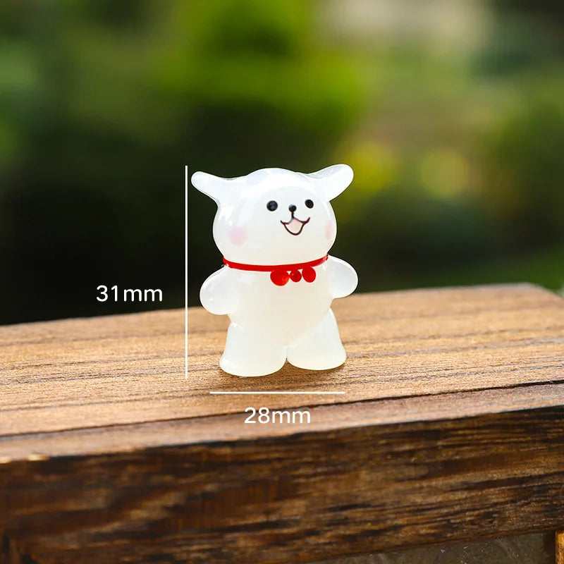 ornements animaux mignons figurines verre cartoon coeurs lunettes rubans maison jardin chambre decoration diys