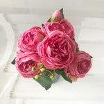 bouquet fleurs artificielles pivoine rose blanches decoration maison mariage anniversaireintérieur