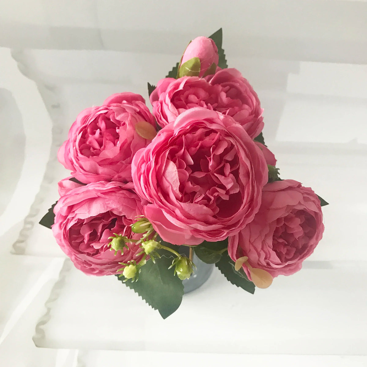 bouquet fleurs artificielles pivoine rose blanches decoration maison mariage anniversaireintérieur