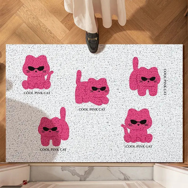 tapis moderne chatons lunettes soleil noir rose résistant décoloration intérieur extérieur