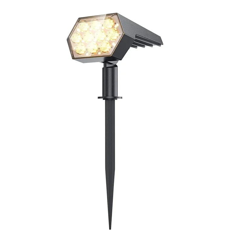 spots solaires led rechargeables ip67 moderne noirs hexagonaux autoinstallationextérieur 810h