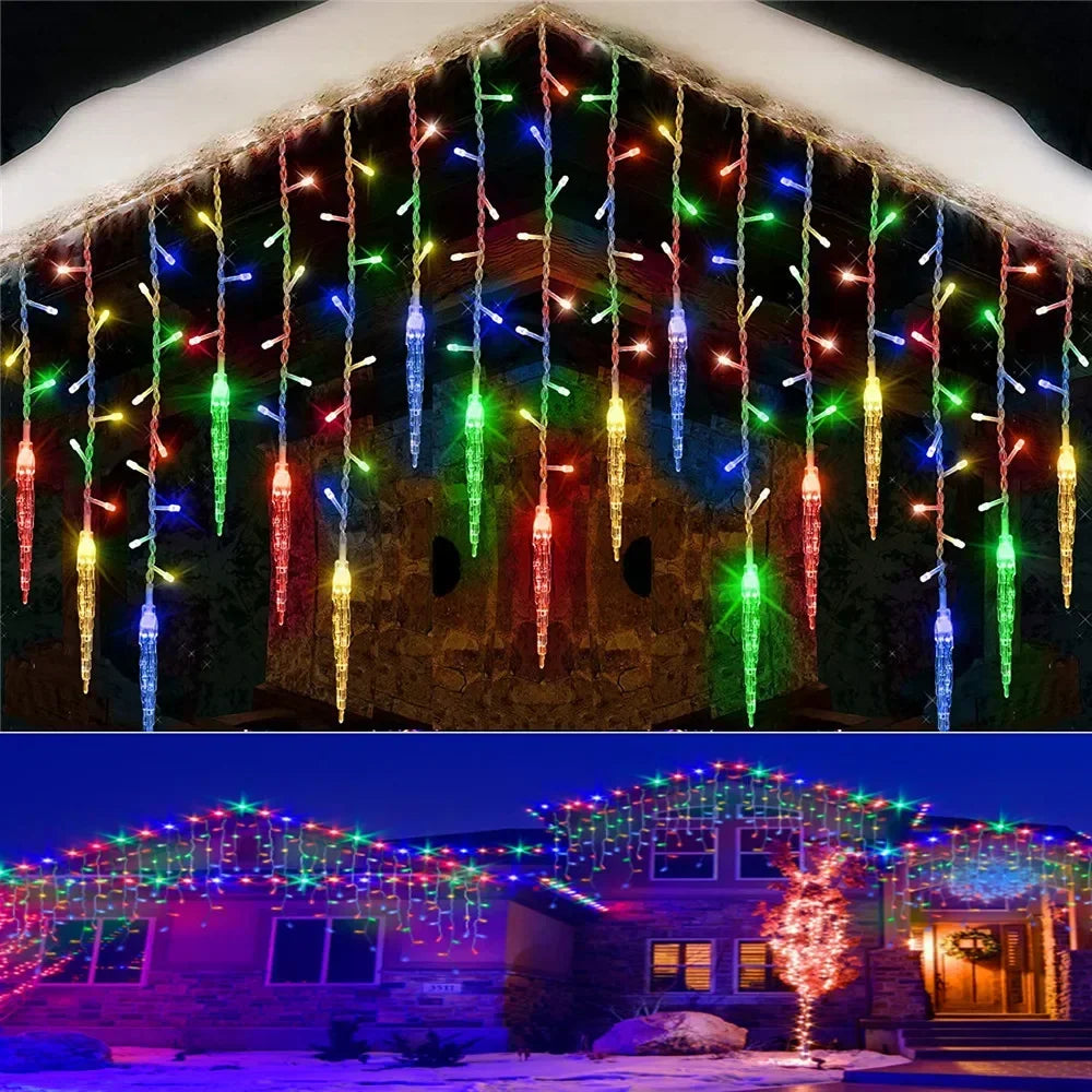guirlande lumineuse icicles multicolore moderne violet jaune bleu blanc contrôleur connecteur
