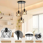 suspension industrielle moderne trois lumières abat jours métalliques noir doré adjustable