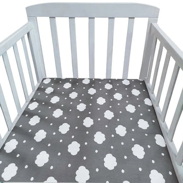 drap housse lit bébé coton motif étoile ours coeur couleur gris blanc rose bleu