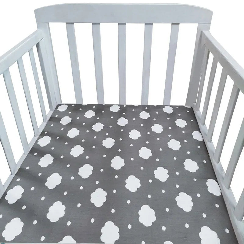drap housse lit bébé coton motif étoile ours coeur couleur gris blanc rose bleu