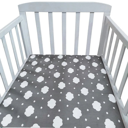 drap housse lit bébé coton motif étoile ours coeur couleur gris blanc rose bleu