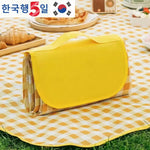 tapis pique nique jaune carreaux géométriques moderne imperméable poignées amovibles rangement portable