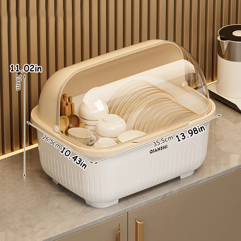 organisateur vaisselle blanc beige violet moderne drainage assiettes bols cuillères tasses rangement hermétique multifonctionnel