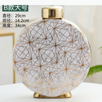 vase moderne élégant marbré couvercle doré multifonction fleur décoration intérieure blanc doré