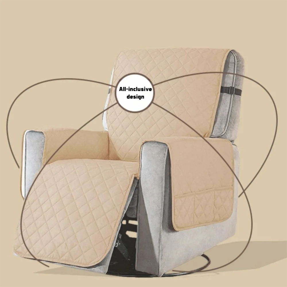 Housse fauteuil place quilted moderne bleu gris beige imperméable antidérapante poches adhésiveversible
