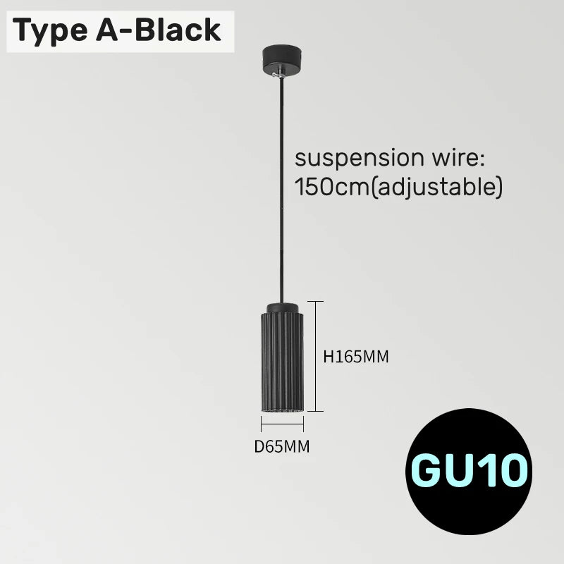 suspension lumineuse moderne blanc bleu orange rose jaune rayures verticales opaques gu10