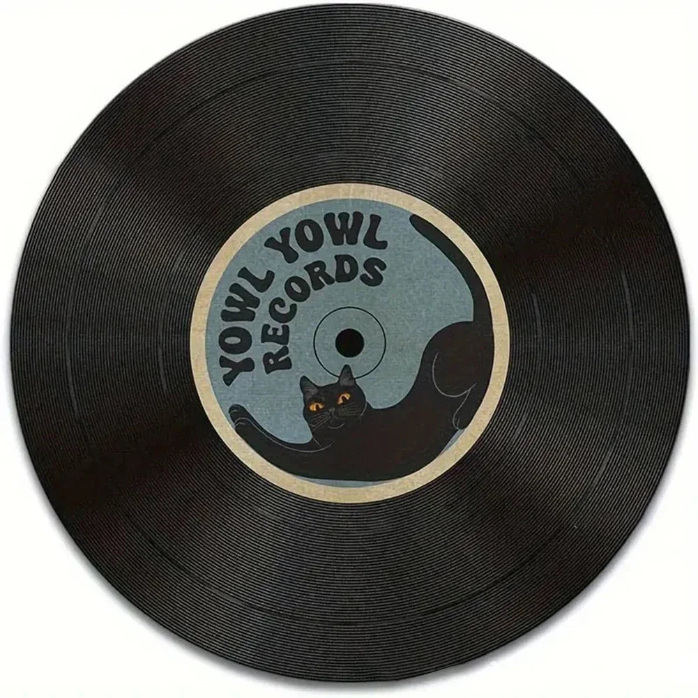 tapis souris noir chat vintage yowl yowl records vinyle antidérapant jeu 30cm 20cm