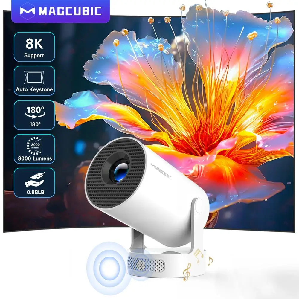 projecteur led 290ansi 1280x720p blanc moderne android wifi bluetooth trapézoïdale auto correction