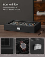 Boîte de rangement pour montres placée sur une étagère de décoration